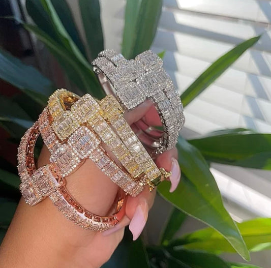 Iced Out Baguette Bangle