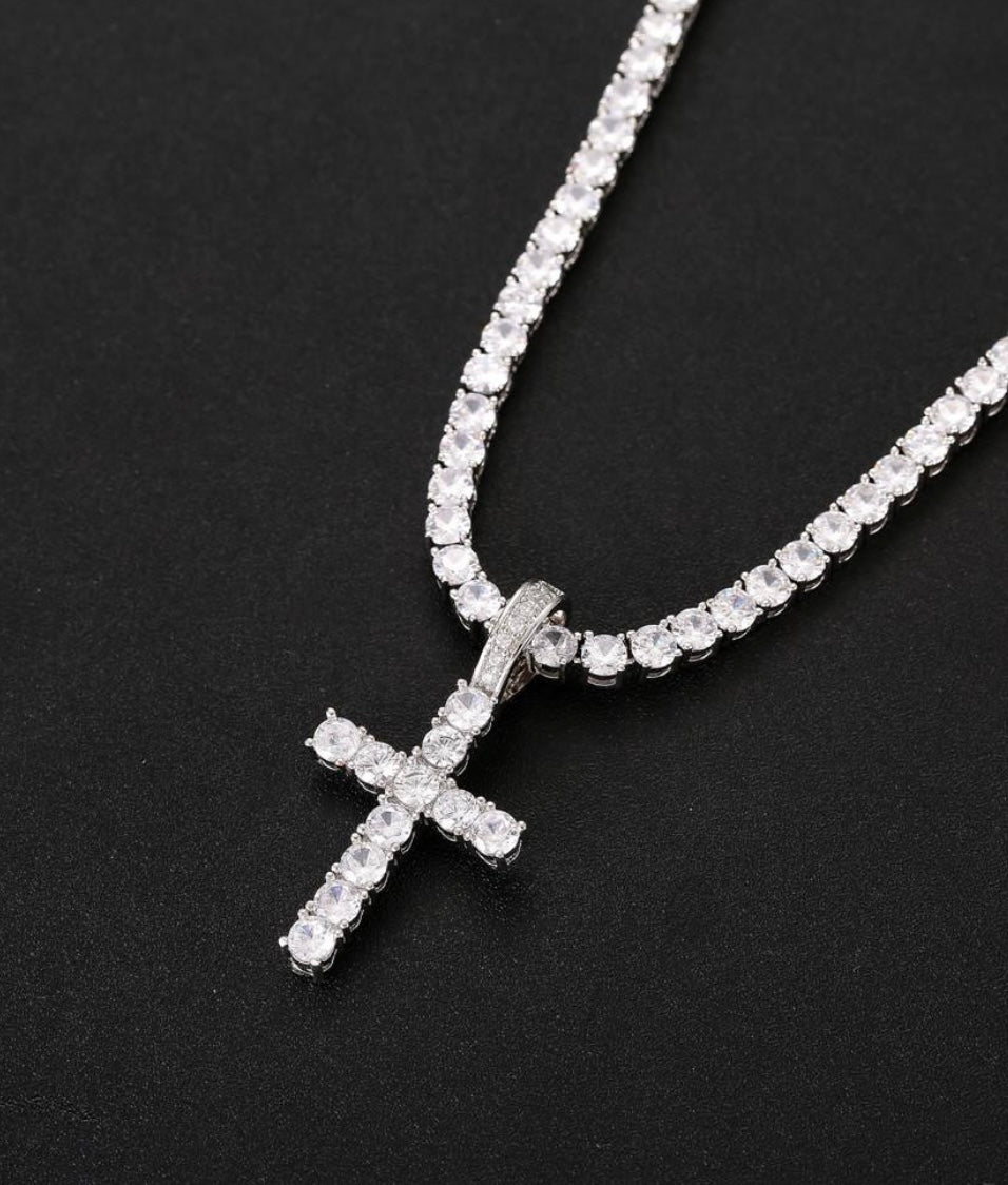 Iced Out Cross Pendant & Chain