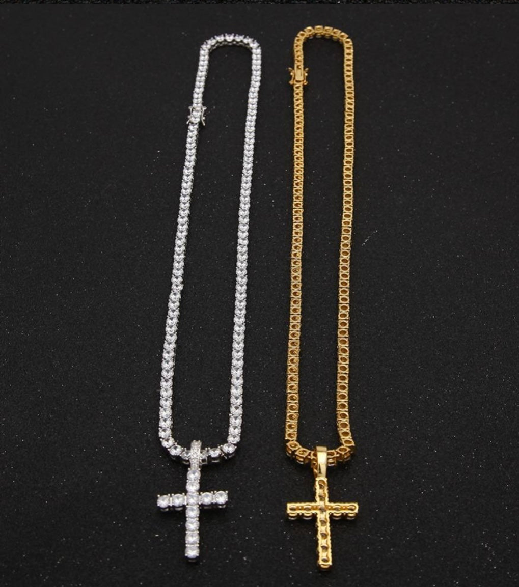 Iced Out Cross Pendant & Chain