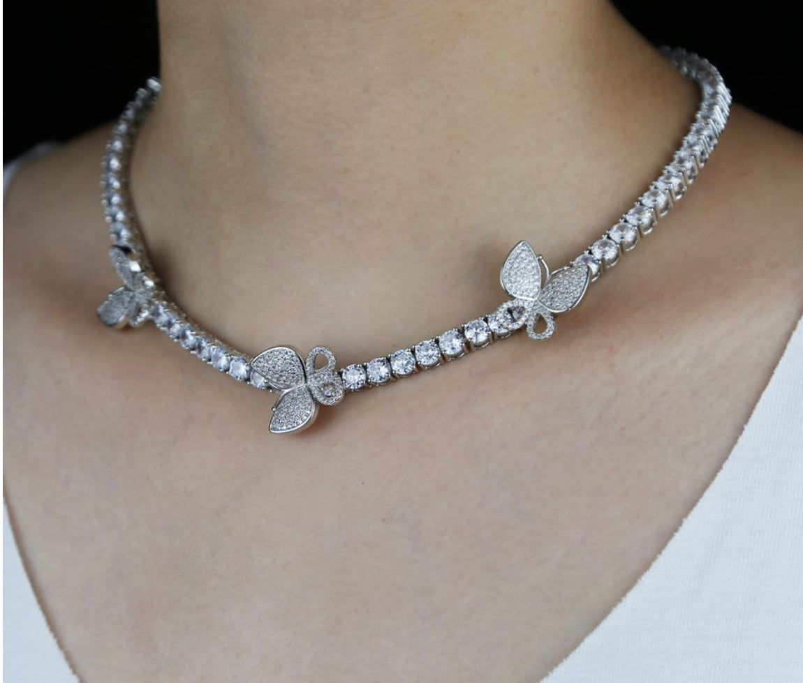 Iced Out Butterfly Tennis Chocker