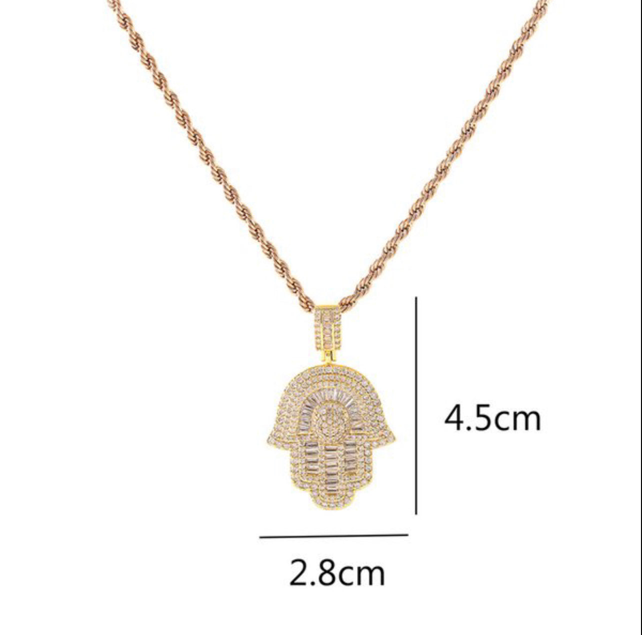 Iced Out Hand Pendant & Rope Chain