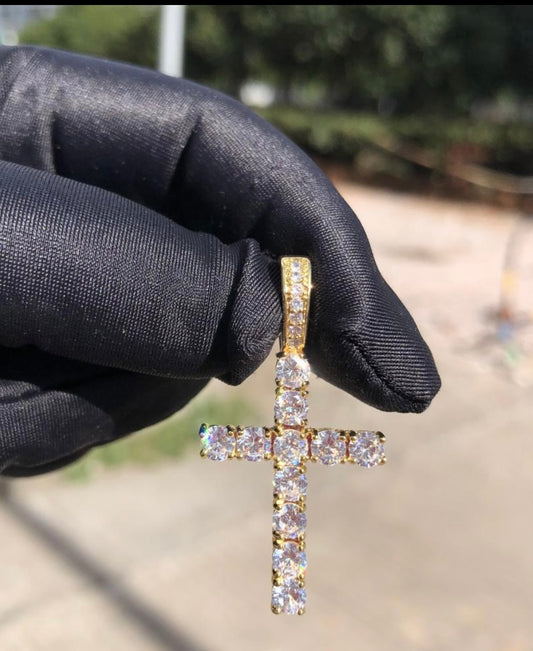 Iced Out Cross Pendant & Chain