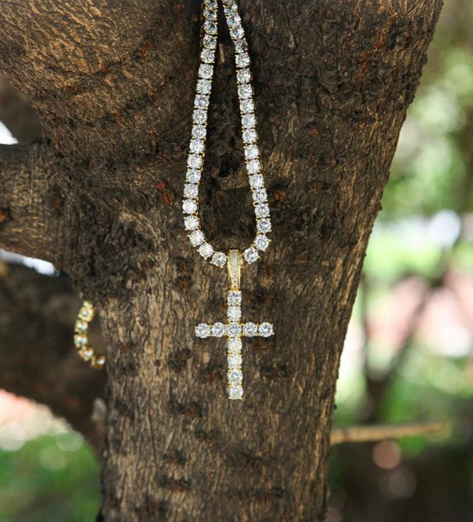 Iced Out Cross Pendant & Chain