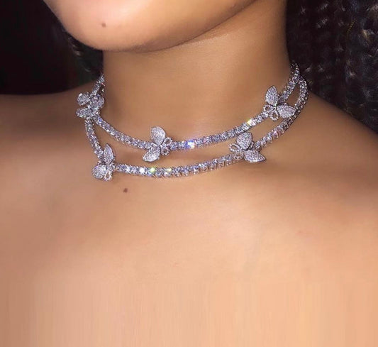 Iced Out Butterfly Tennis Chocker